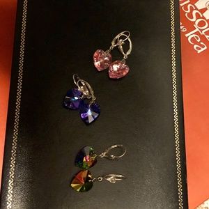 Crystal Drop Heart Earrings